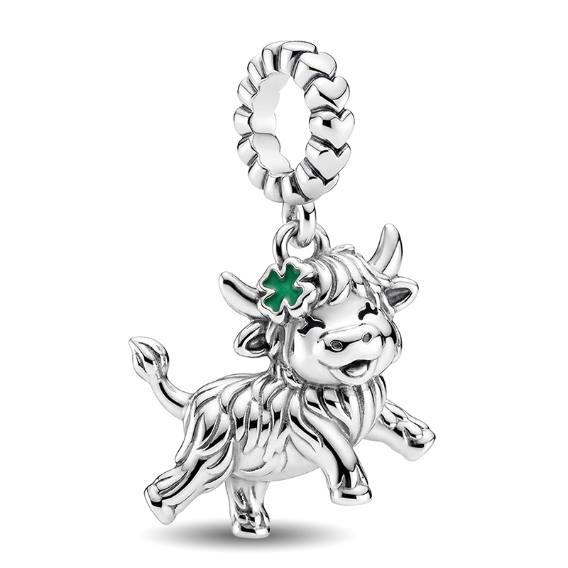 925 Silver Plated Funny Cute Highland Cattle Animal Series Charms Beads Fit Original Bracelet Bangle High Quality DIY Jewelry