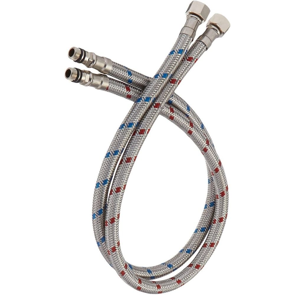 1Pair Single Head Cold and Hot Water Inlet Pipe Basin Stainless Steel Woven Faucet Connector Kitchen Sink Plumbing Hoses