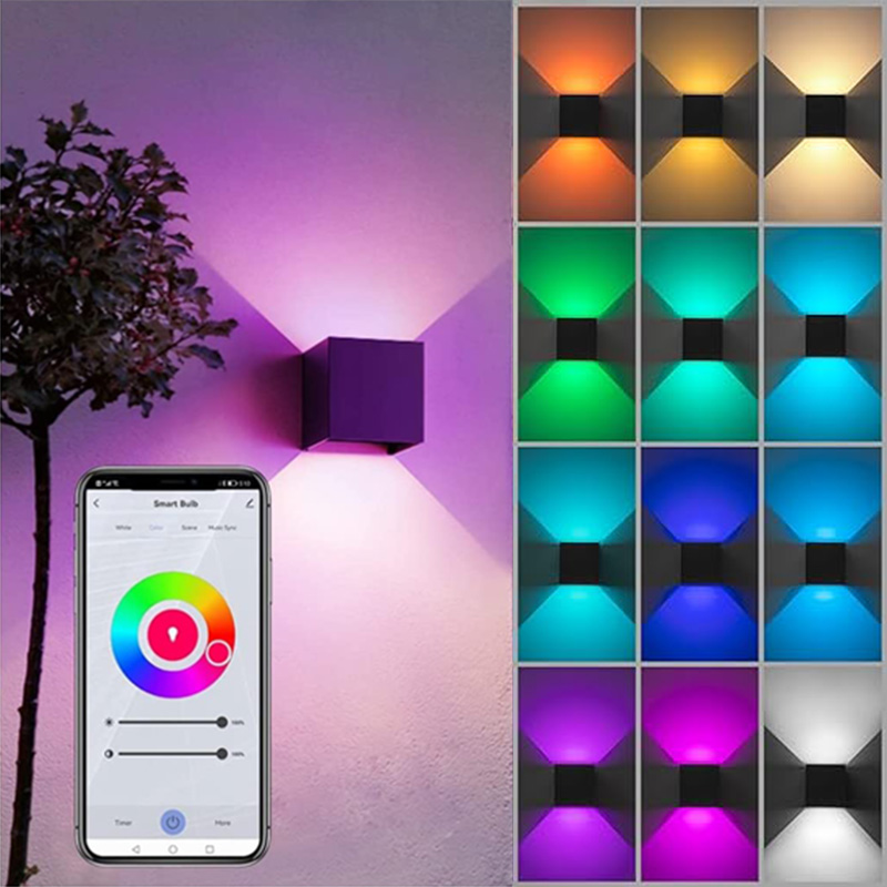 Tuya RGBCCT Smart Outdoor Wall Light Dimmable Color Changing Porch Light Compatible with Smart Life App Alexa