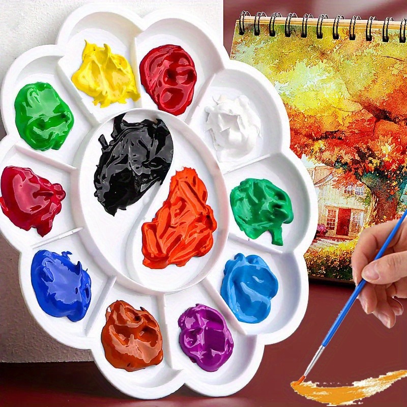 Plum Flower Shaped Paint Palette Paint Brush Set DIY Art Watercolor Gouache Oil Painting Acrylic Paint Painting