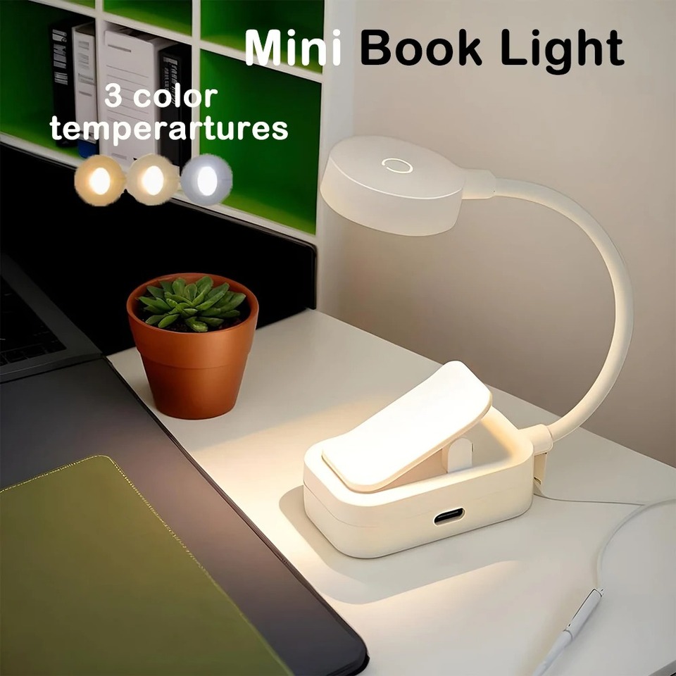 1Pc Mini Clip Book Lamp Folding LED Night Light Portable Reading Light 3 Modes Eye Protection Stepless Dimmable Flexible Reading