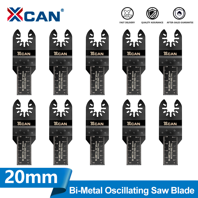 XCAN 1/2/5/10pcs Oscillating Saw Blades 20mm Bi-Metal Curved Edge Multitool Blades for Wood Metal Plastic Cutting