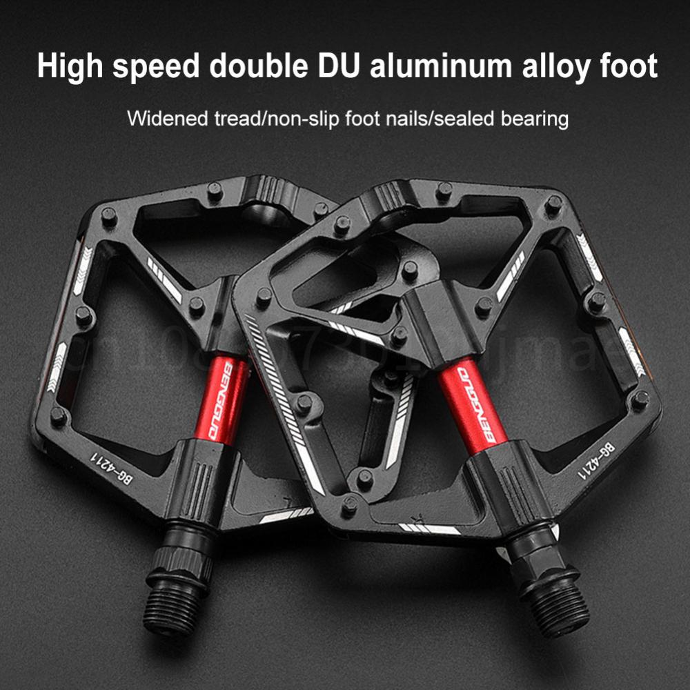 1Pair Double DU Bearing Bicycle Pedal Anti-slip Cycling Flat Pedals Ultralight Aluminum Alloy Mountain Road Bike Platform Pedal