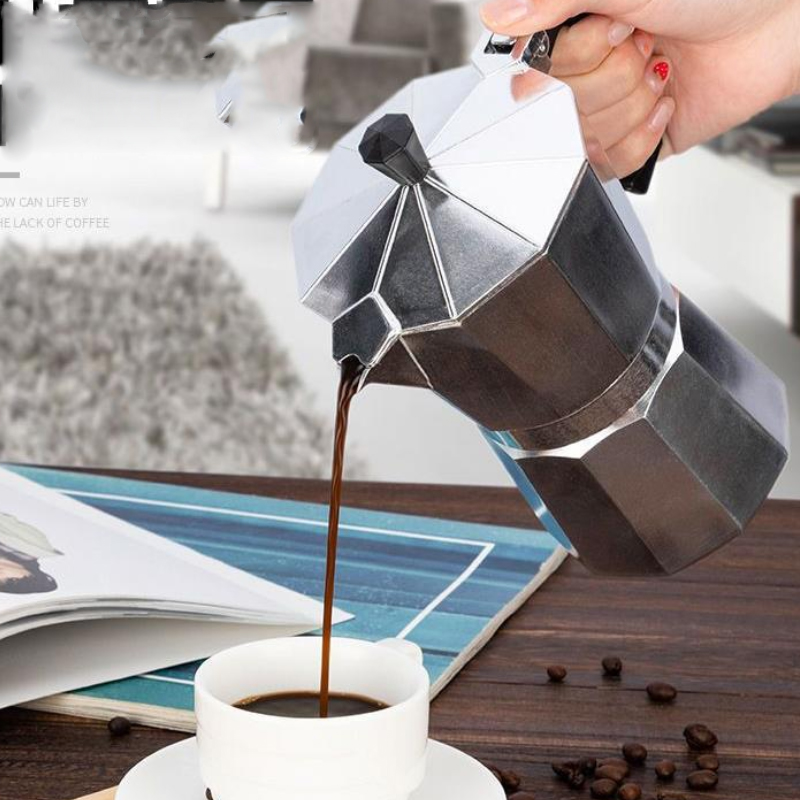 New Aluminum Moka Pot Household 50ml-600ml Latte Stove Classic Coffee Maker Espresso Percolator Coffee Extraction Pot