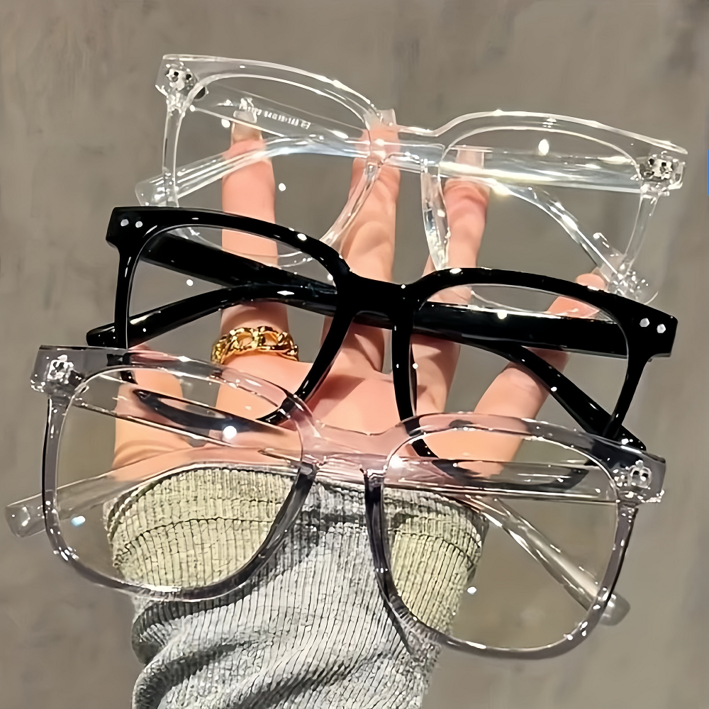1/3 Pairs of Universal Fashion Glasses Square-framed Glasses Fashionable Campus Style Clear Black Frame Back To School
