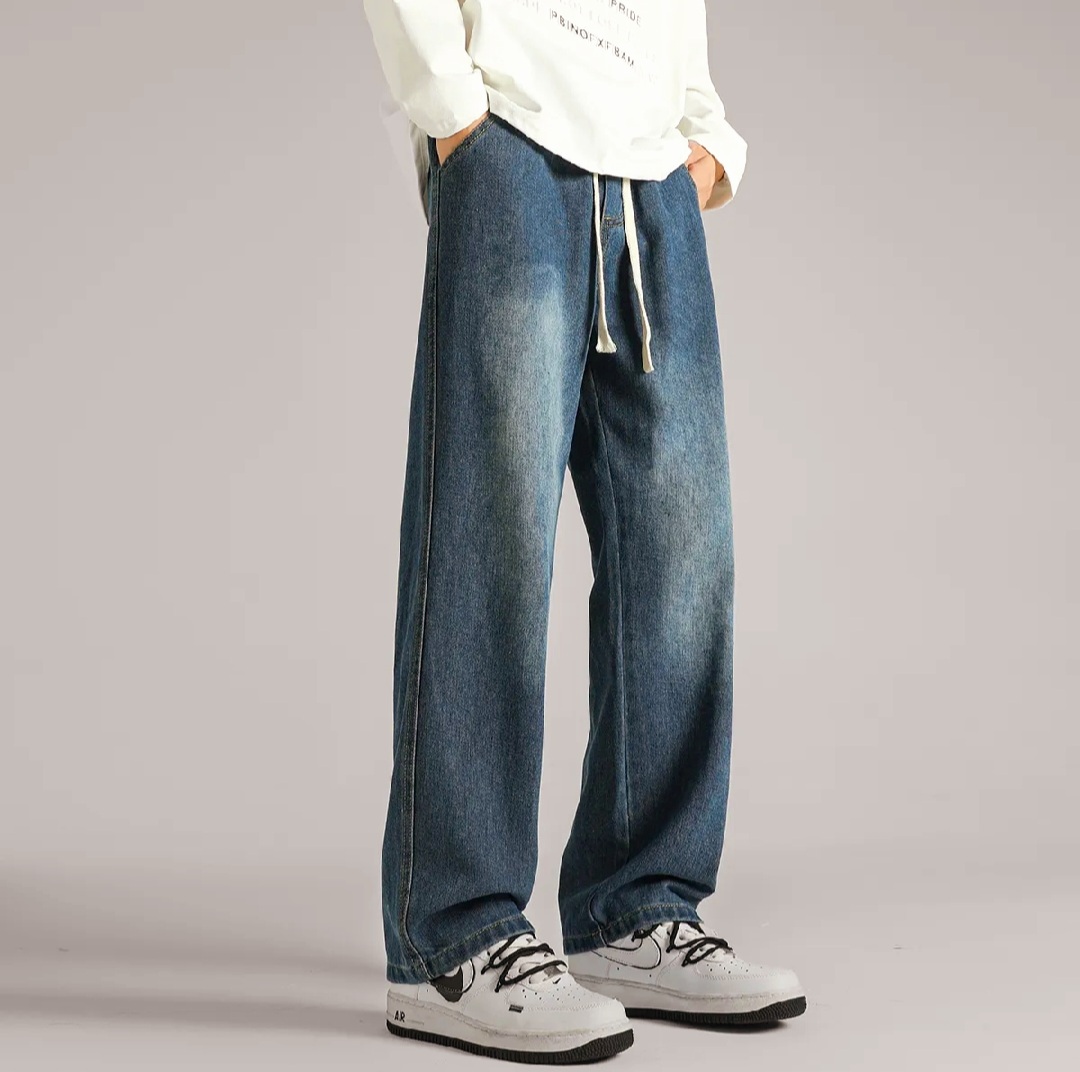 Elastic Waist Desinge Baggy Jeans