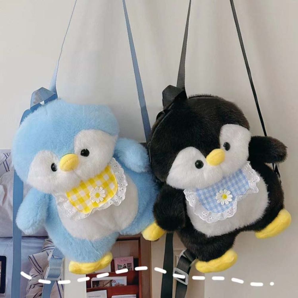 Creative Plush Toy Apron Penguin Backpack Doll Plush Children School Bag Large Capacity JK Lolita Animal Shoulder Bag Girls
