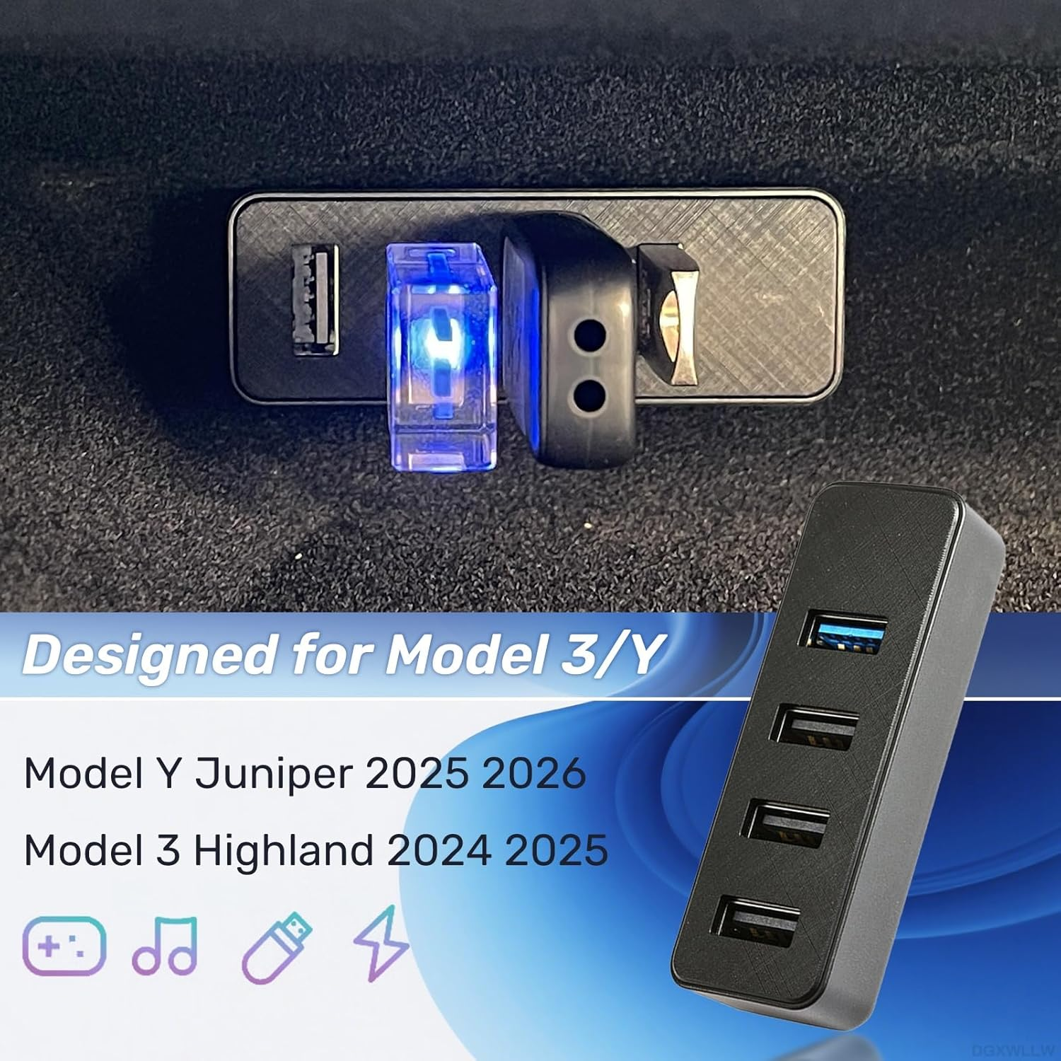 Docking Station for Tesla New Model 3+ Highland Glove Box USB Hub Expansion Dock Fast Charging New Modely Car Accessories 2025