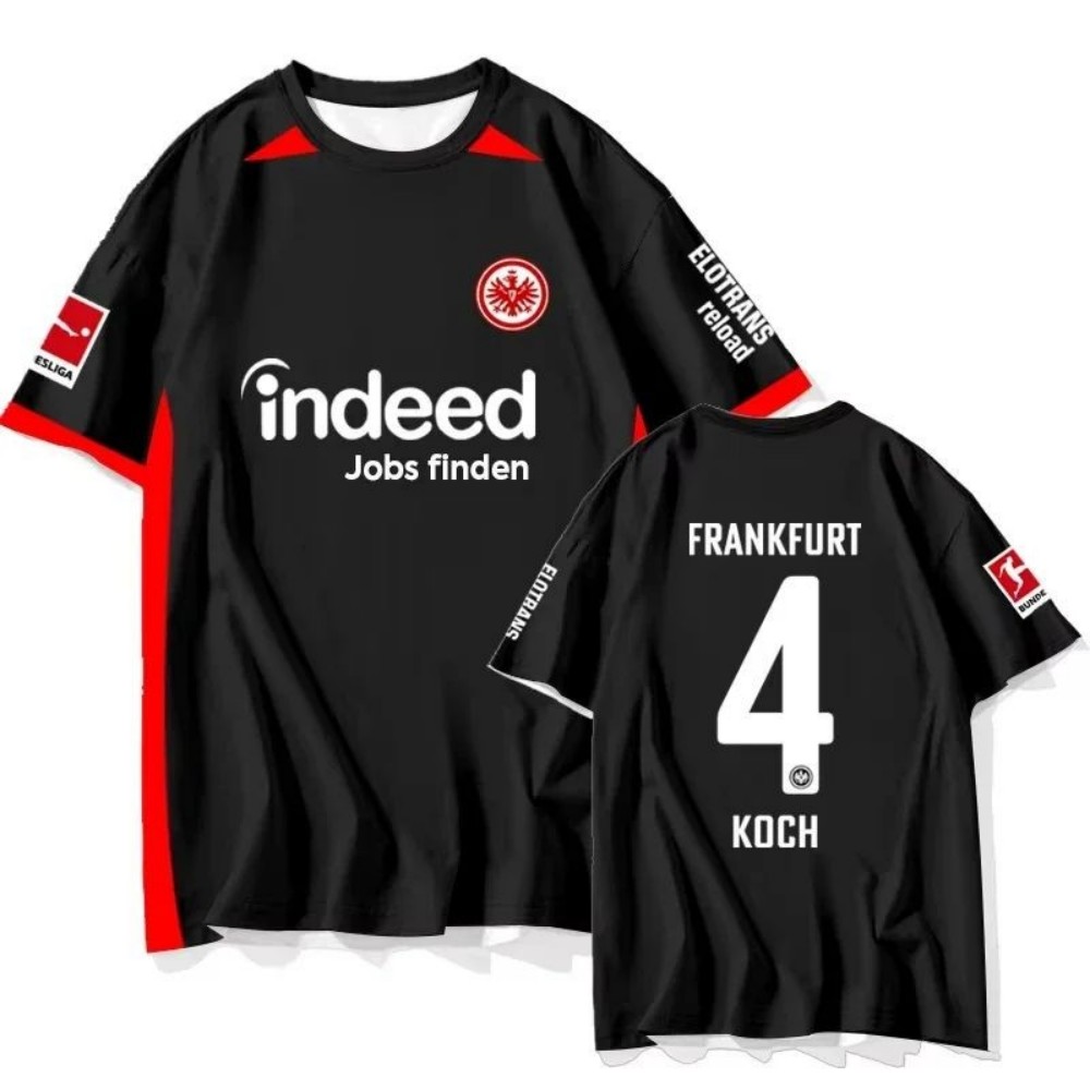Summer fashion men's football team 3D Frankfurt print casual breathable round neck T-shirt outdoor sports street top