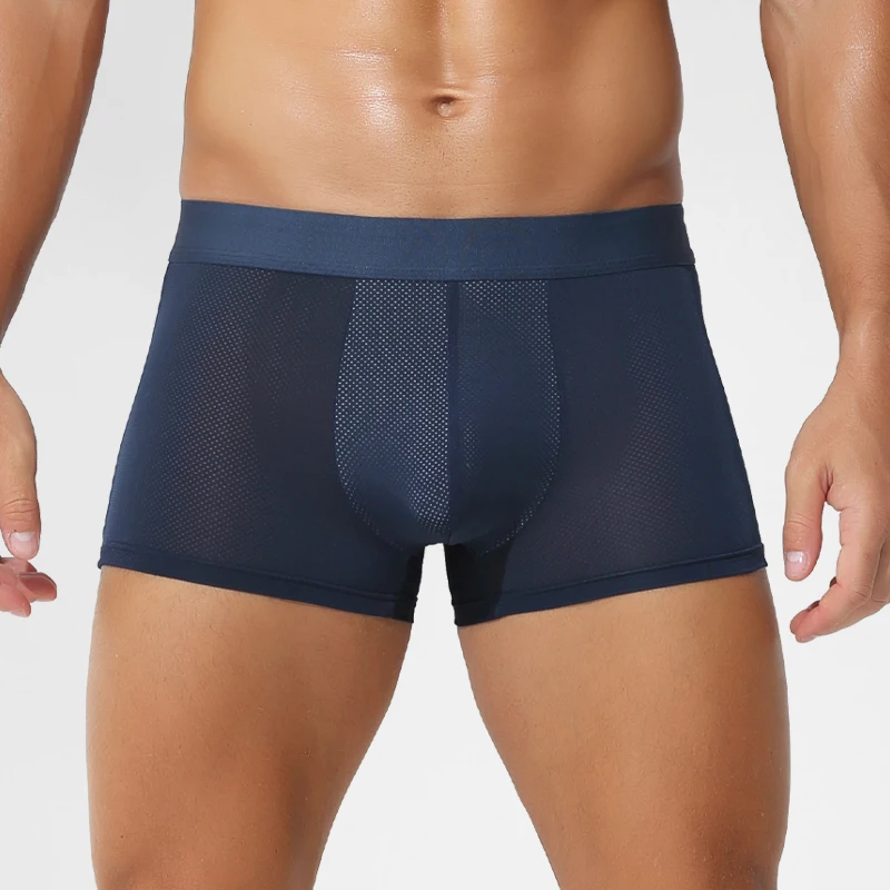 A dropshipping ultra-thin transparent men's underwear, ice silk briefs, breathable men's shorts, cool men's trousers