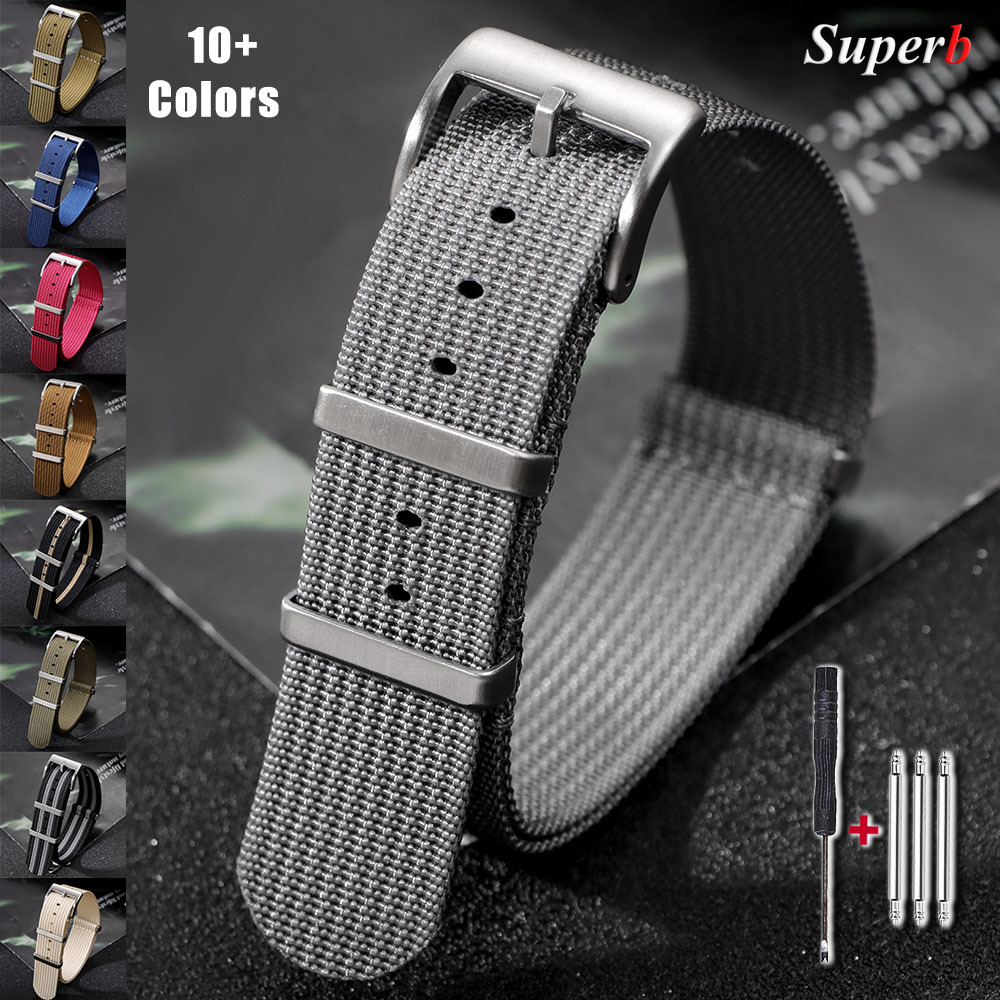 Quality High Density Durable Fabric Braid Nylon Watch Strap 22mm 20mm Soft Nylon Watch Band Thicken Sport Wristband Accessories