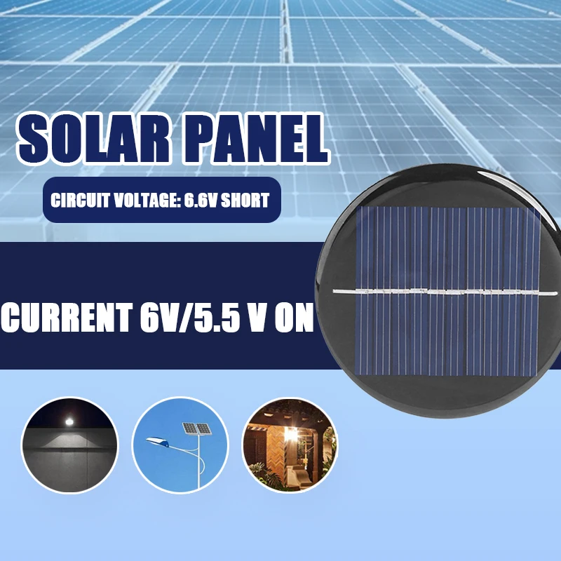 1/5/10pcs 6V 2W 70mA Solar Power 80MM DIY Mini Polycrystalline Silicon Solar Cell Module Circle Round Solar Panel Epoxy Board