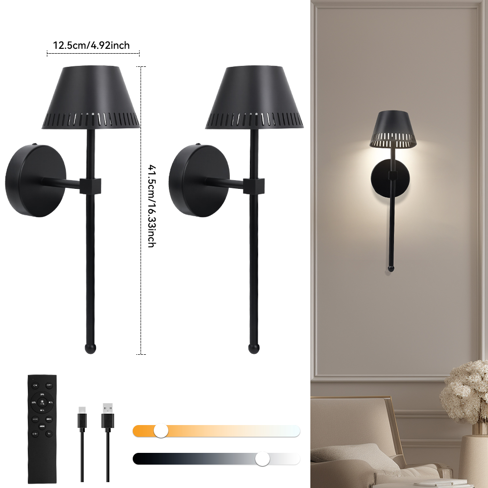 2PCS Wireless Wall lamp Hotel Home Interior Decor Rechargeable Lighting Warm/Cold White Corridor Bedroom Bedside Wall Light