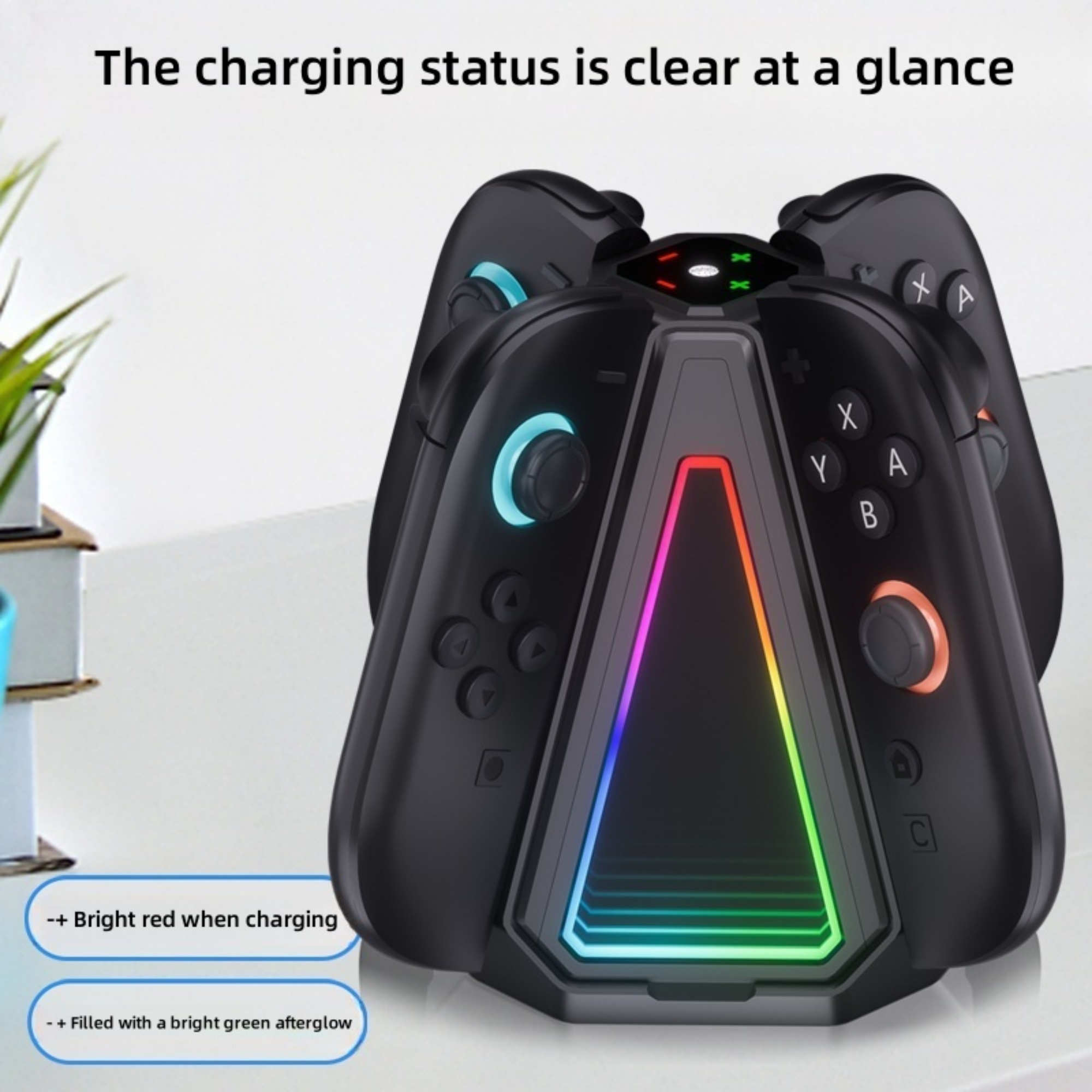 Charging Dock for Switch 2, Accessories for Switch 4 Joy con,Charger with 9 Touch LED Light Effects PG-S219