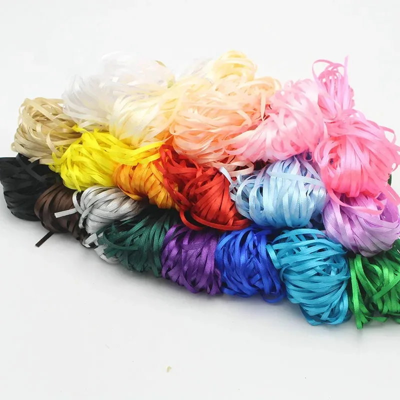 New 1/8'' 3mm Multi Colors Satin Ribbons Wedding Party Pack Ribbon Decoration Accessories Ribbon (10 Meter/Lot)