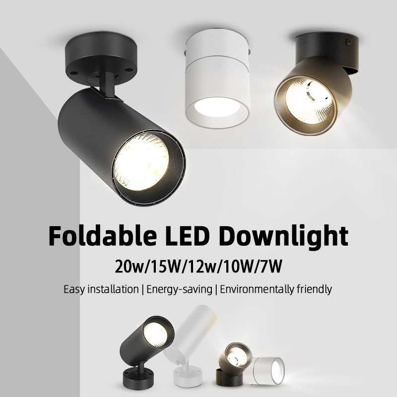 Led Down light 3 Color Ceiling Foldable DownLight 20W 12W 7W 10W 15W Spotlight Light for Kitchen Home Decor Surface Mounted