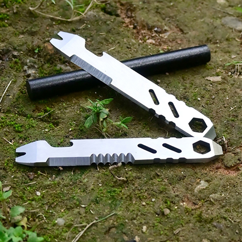 Stainless Steel Multifunctional Mini EDC Pry Bar Hex Wrench Bottle Opener Portable Durable Outdoor Bicycle Repair Tool