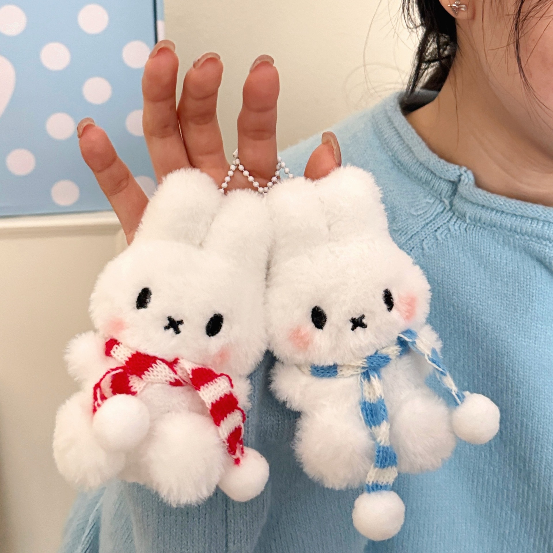 1/4 Pcs Cute Cartoon Scarf Miffy Rabbit Doll Pendant Plush Toy Miffy Toy Merchandise