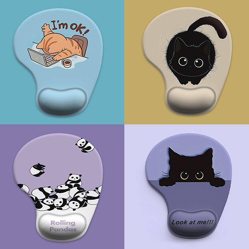 ✰✪1PC Cartoon Animal Silicone Wrist Pad Mouse Rest Desk Mat Mouse Pad Stain-resistant Computer Accessories