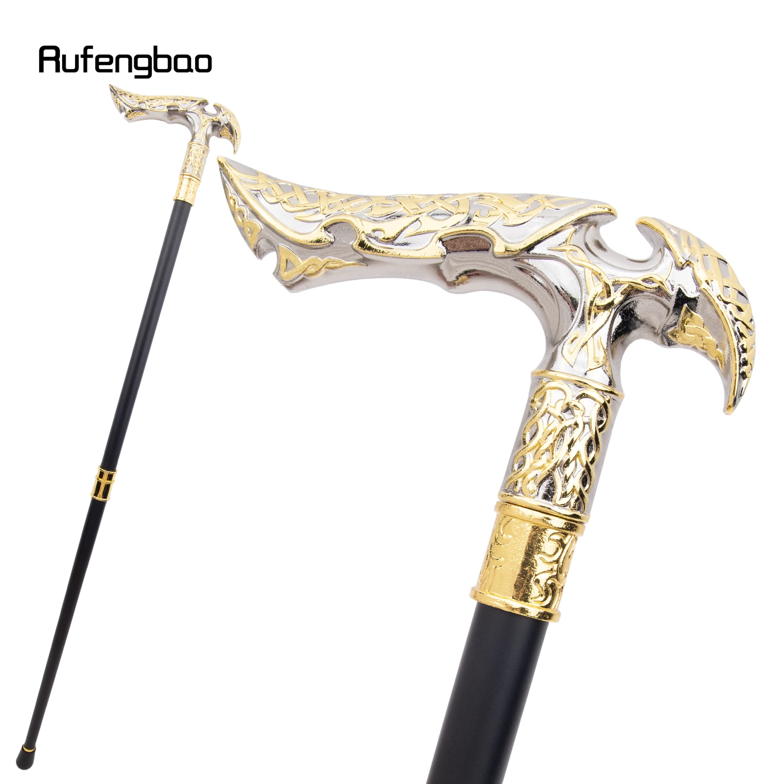 Golden White Luxury Curve Flower Walking Cane Fashion Decorative Stick Cosplay Cane Knob Crosier 92cm Performance Stage Cane