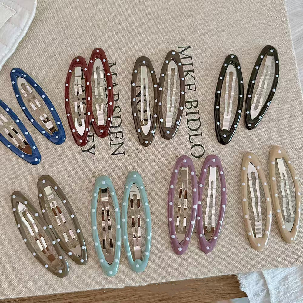 Korean Style Y2K Heart Shaped BB Hair Clip Wave Dot Oil Ellipse Cute Girl Hair Accessories Water Drop Fringe Hair Clip