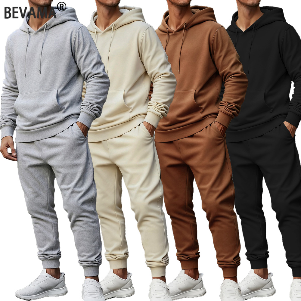 2025 Sportswear Set Men's Hooded Sweatshirt and Long Pants Set Autumn Daily Warm Tracksuit Casual Jogging Male Sport Suit