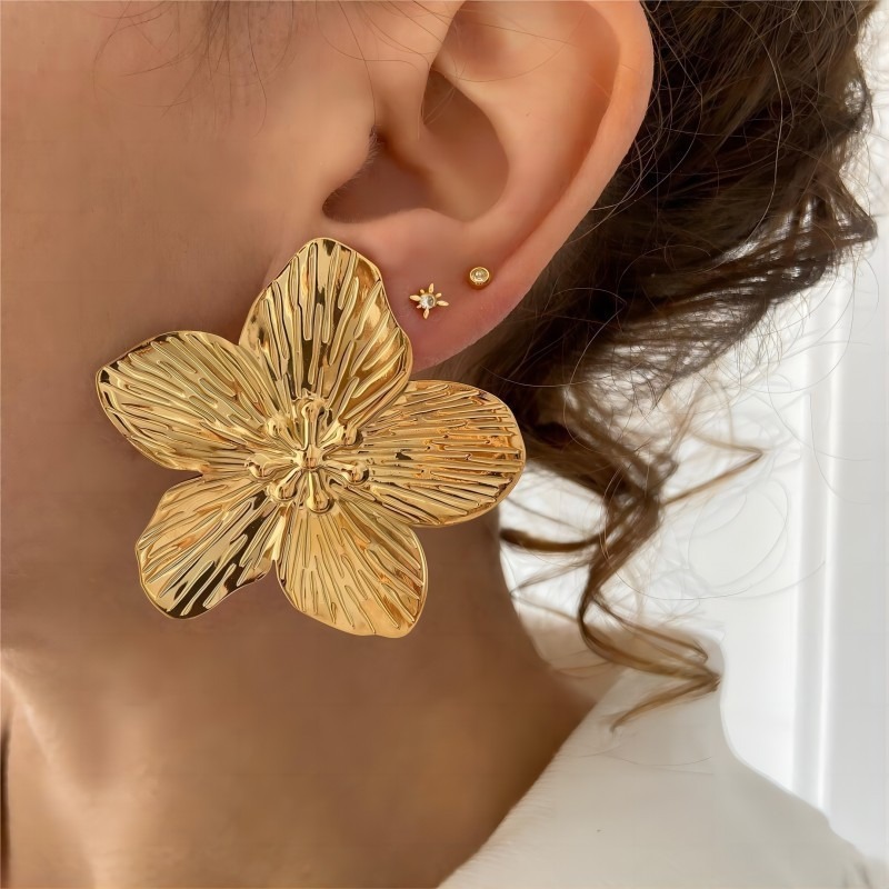2Pcs New Trendy Stainless Steel Butterfly Stud Earring, Charm 18K Gold Plated High Quality Statement Waterproof Jewelry