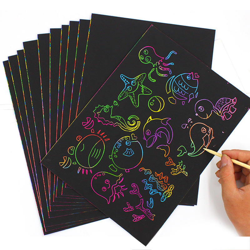10/20/40PCS Children Scratch Paper Toys 16K/32K Rainbow Multi-function Scratch Painting Toy DIY Scratch-off Paper for Kids TMZ