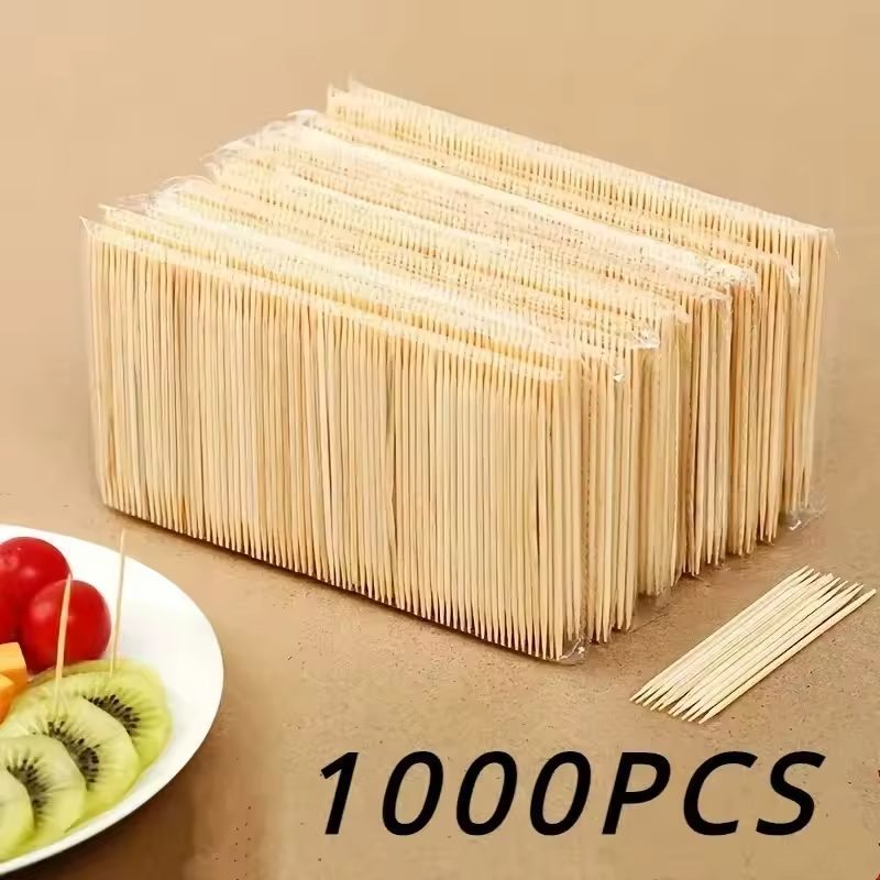 1000PCS Dual Head Household Toothpick Disposable Natural Bamboo Wood Toothpick Party Fruit Cut Companion Teeth Cleaning Tool