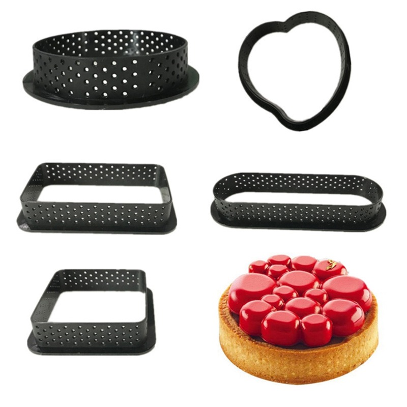 Mini Tart Ring Mold for Baking, Airlxf 8PCS Round Shape Black Cake Mold Mousse Circle Tart Ring Round Cake Molds