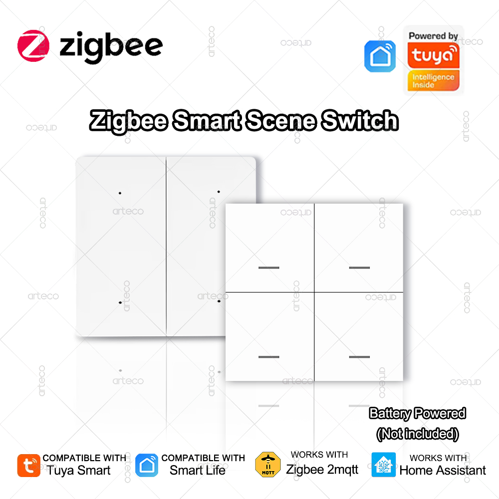 Tuya ZigBee Devices Button Scene Switch Intelligent Linkage Smart Switch Battery Powered Automation Work with Smart Life