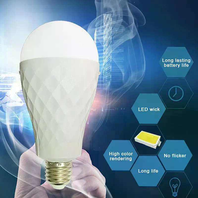 Led Rechargeable Emergency Bulb Illuminates During Power Outages And When Wet Dual-Battery Removable Emergency Bulb