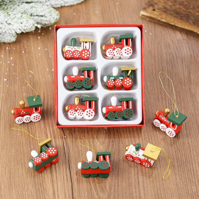 Wooden Train Pendants Tree Mini Hanging Doll Ornaments Decoration for Home 2024 Navidad Noel Xmas New Year 2025