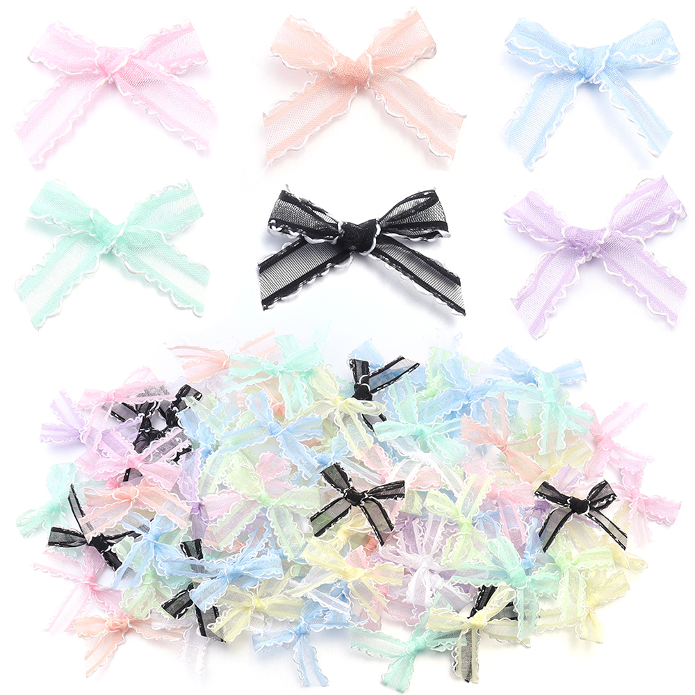20Pcs 4x6cm Satin Ribbon Bowknot Decoration Small Bowknot Bows for Crafts Flower Wedding Bow Birthday DIY Party Decoration