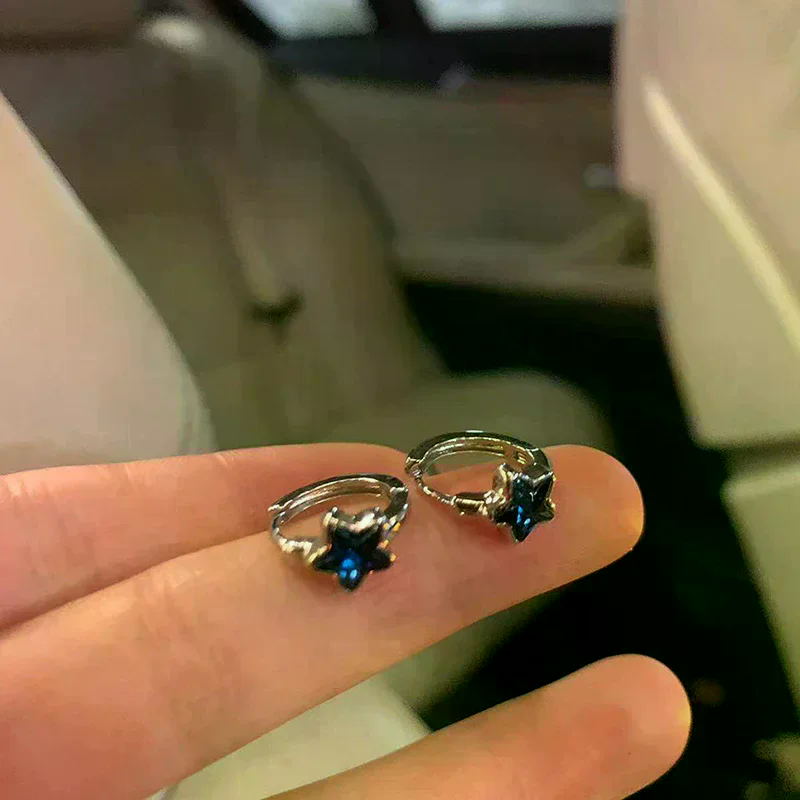 1 Pair New Trendy Shinning Pentagram Star Stud Hoop Earrings For Women Girls Simple Cute Sweet Vintage Earrings Piercing Jewelry