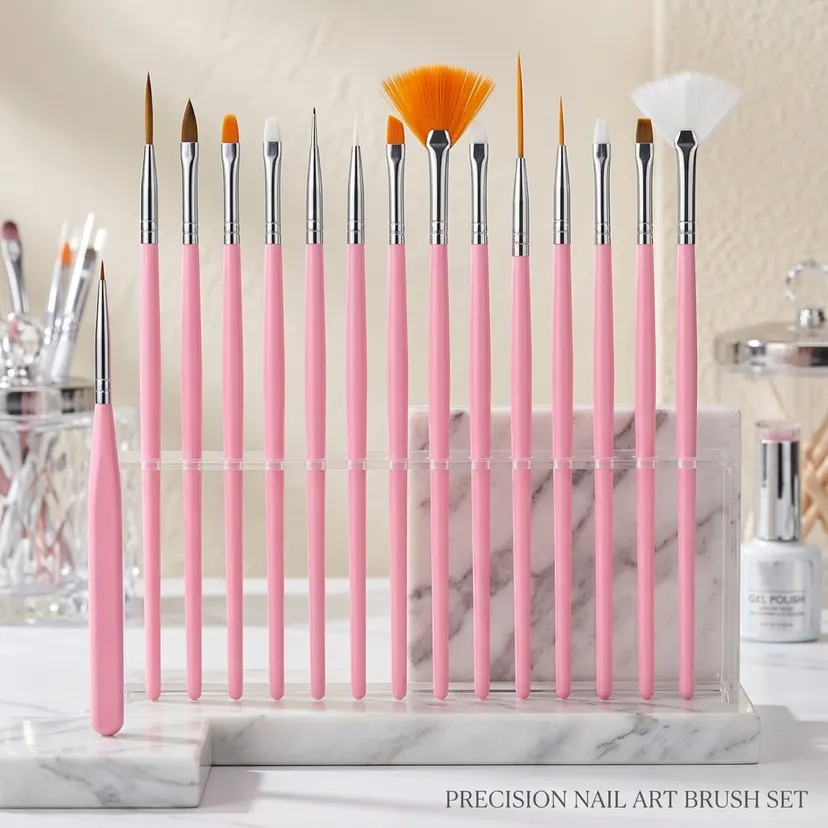 15 Pieces Nail Art Brush Set Detail Liner Dotting Tool Manicure Gel Polish Design Kit Professional