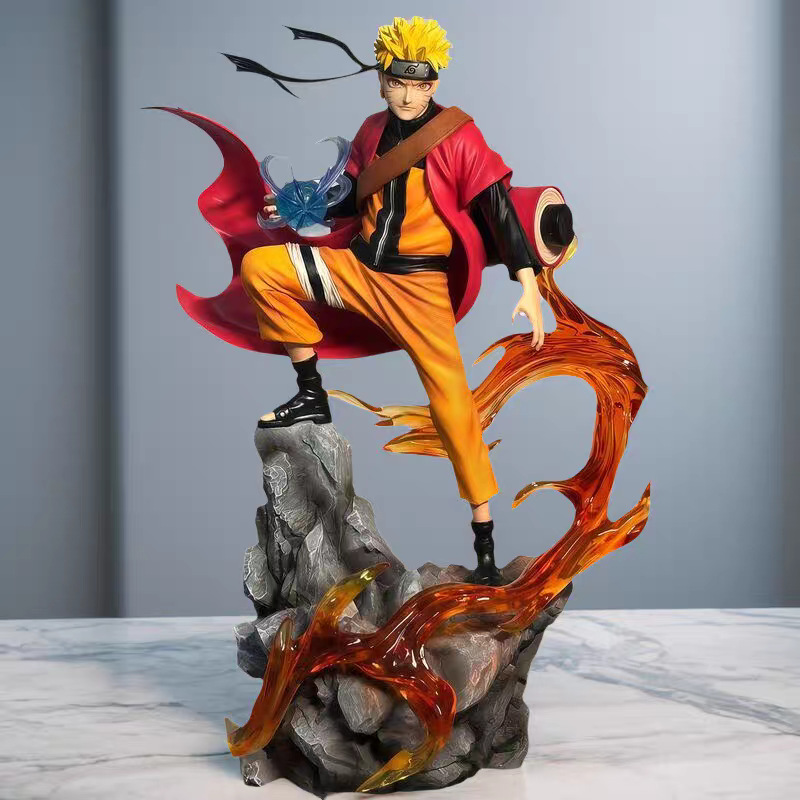 Bandai HOT 23cm Naruto Anime Figure Uzumaki Naruto Uchiha Sasuke Action Model Pvc Statue Desktop Ornament Collection Toys