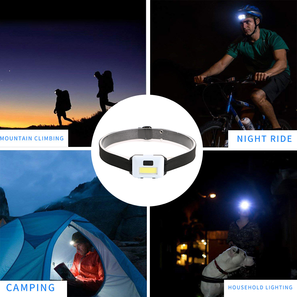 Mini COB LED Headlamp 3 Modes Waterproof Headlight Head Lamp Flashlight Light for Outdoor Camping Night Fishing