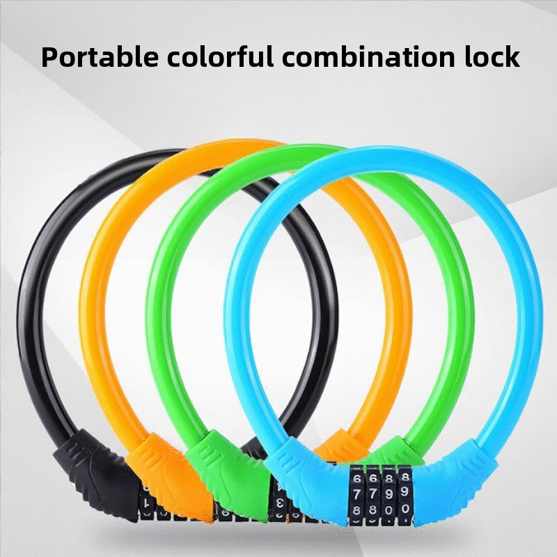 Bicycle Lock Anti-theft 4Digit Password Mountain Road Bike Safety Lock Portable Chain Number Lock Motorcycle Combination Padlock