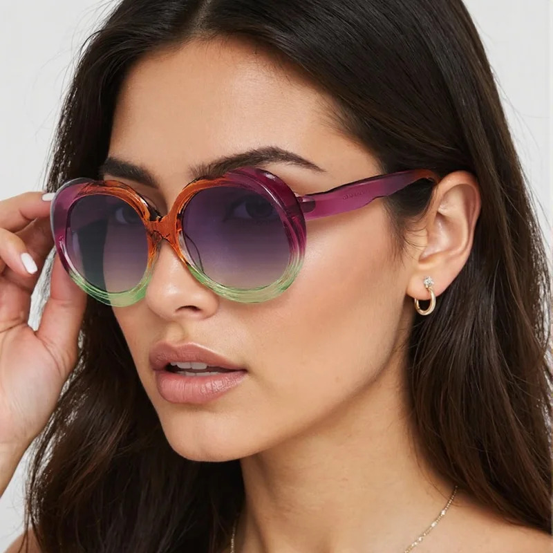 2026 New In Retro Oval Metal Sunglasses for Women Luxury Fashion Brand Female Sun Glasses Punk Unisex Stylish Shades UV400