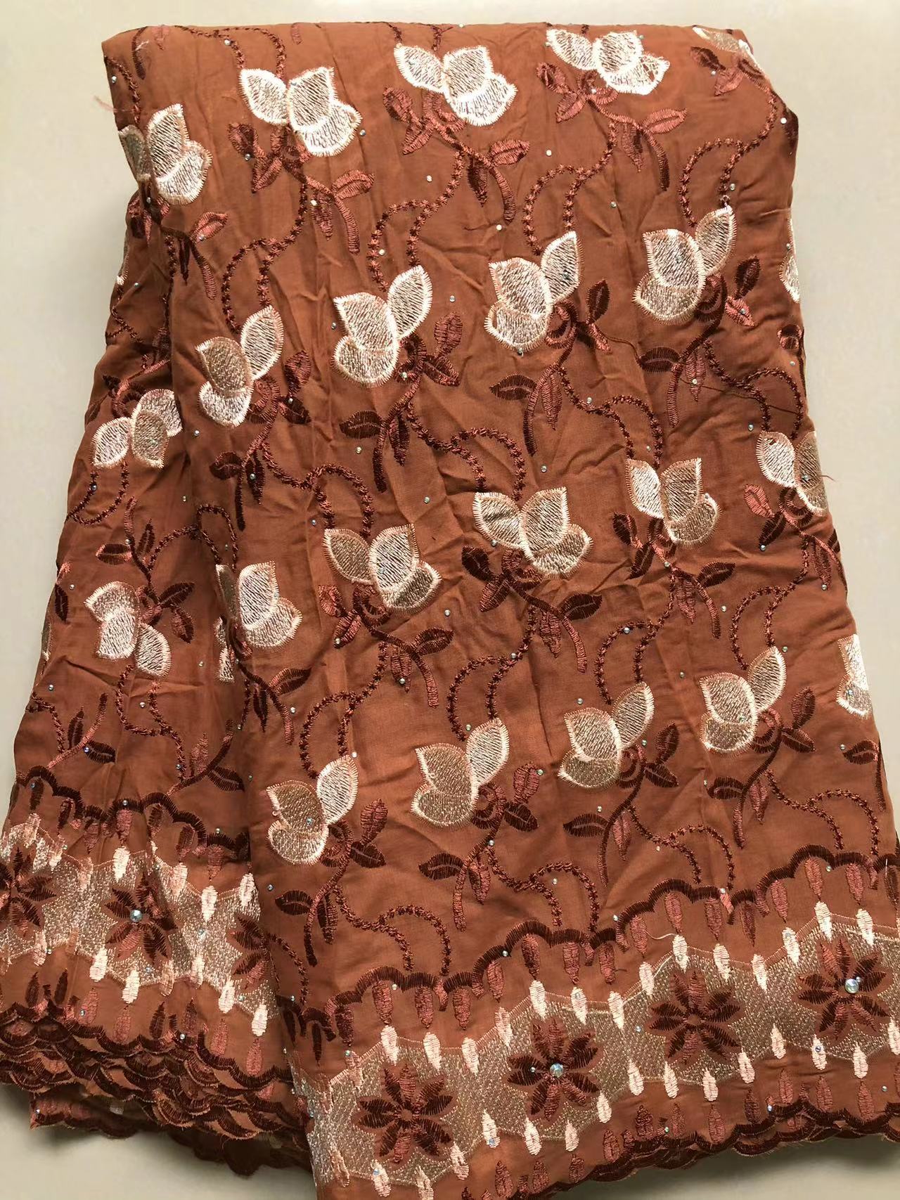 African Satin Cotton Lace Fabrics 2026 High Quality Swiss Voile Lace Fabric With Stones Nigerian Lace Fabrics For Party Dress