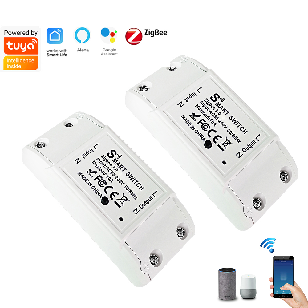 Tuya ZigBee 10A Smart Switch Breaker Timer LED Light Wireless Controller Smart Home Automation Relay Module Support Alexa