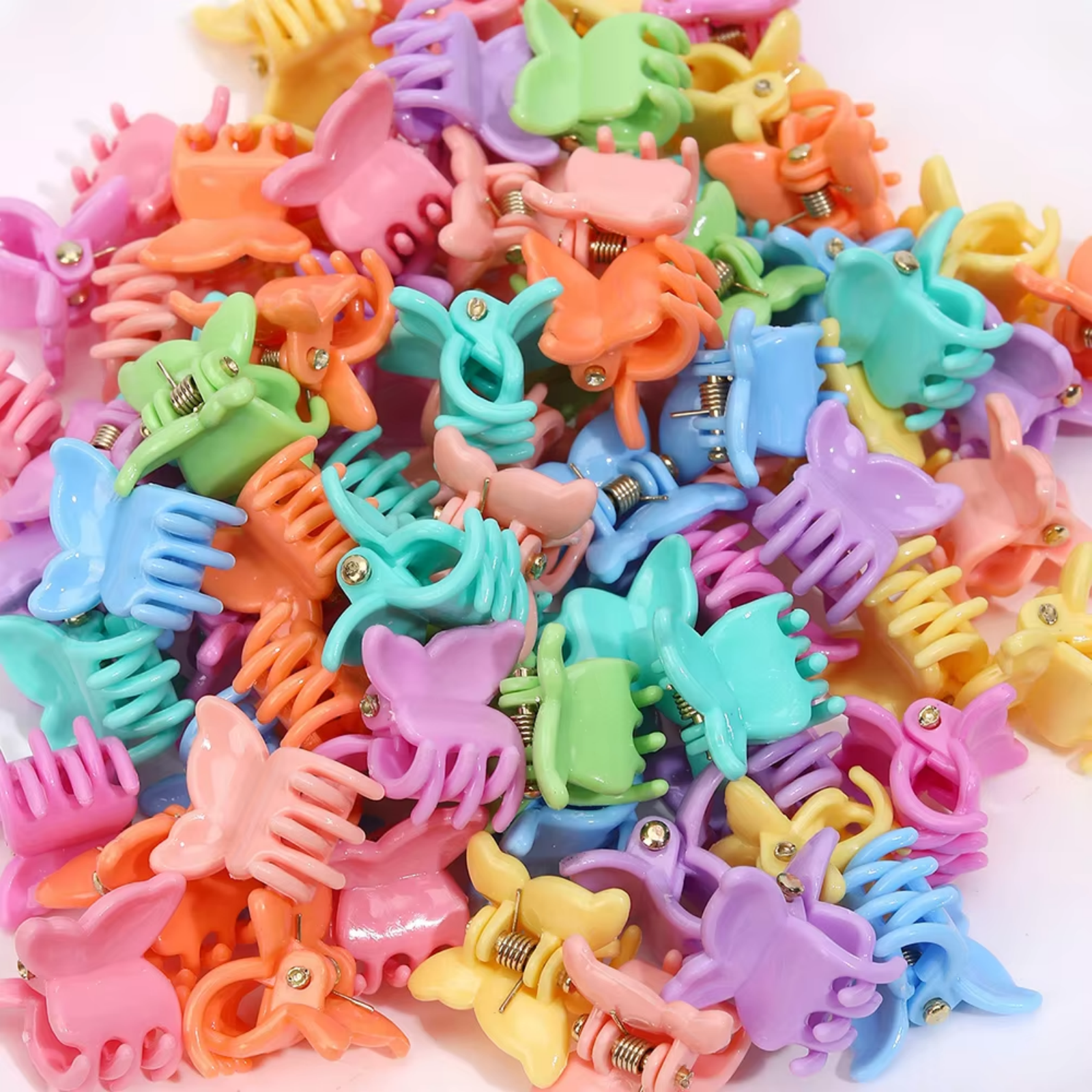100pcs Butterfly Shape Clips Hair Claw Girls Hair Accessories Princess Mini Cute Cartoon Hair Clips Candy Color Accessories