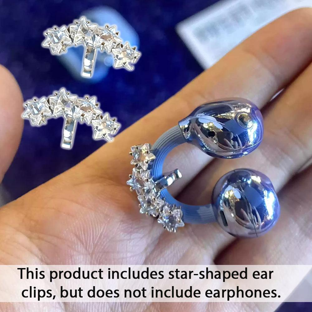 2PCS Little Star Earphone Rhinestone Buckle Detachable Bluetooth Headset Clip Exquisite DIY Decoration Earphone Accessory