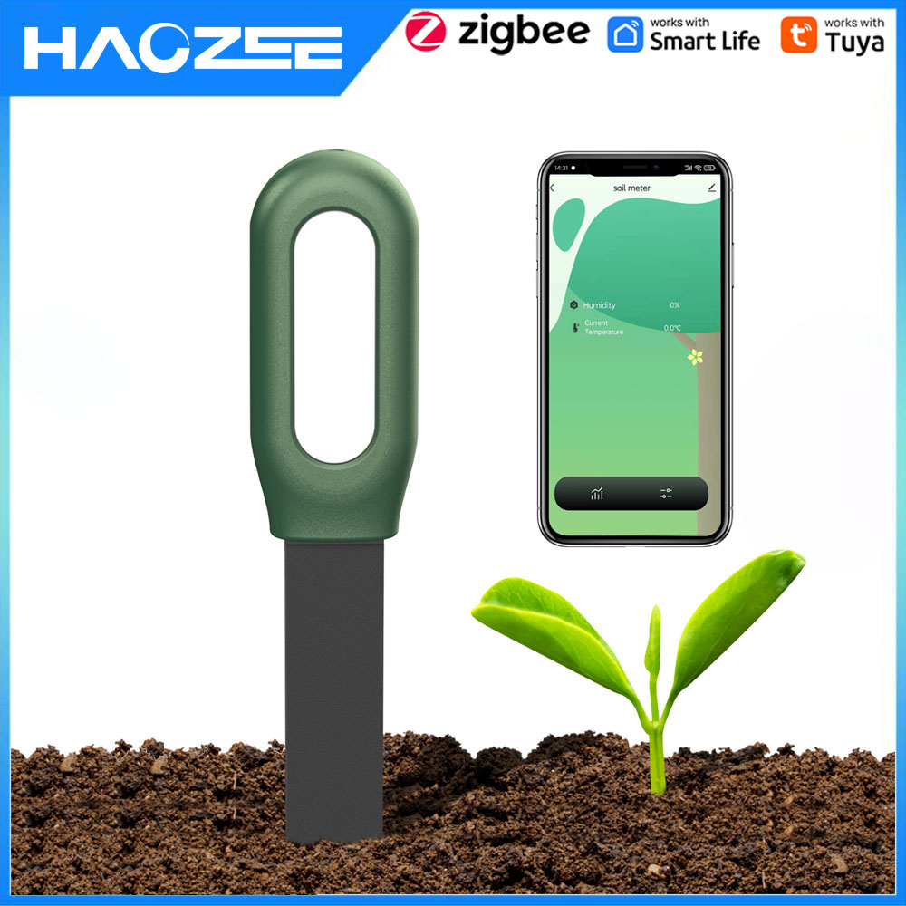 Haozee Tuya Smart Zigbee Soil Tester Temperature and Humidity Meter Moisture Sensor Garden Automation Irrigation Detector