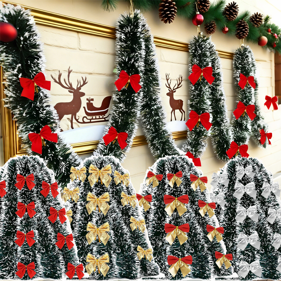2/4/6/10M Tinsel Ribbons with Bow Green Cane Ribbon Garland Xmas Tree Hanging Pendent DIY Wreath Party Home Decor