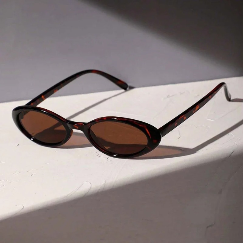 New Women's Sunglasses Small Oval Sunglasses Fashion Leopard Brown Sun Glasses Luxury Brand Designer Retro Sunglasses
