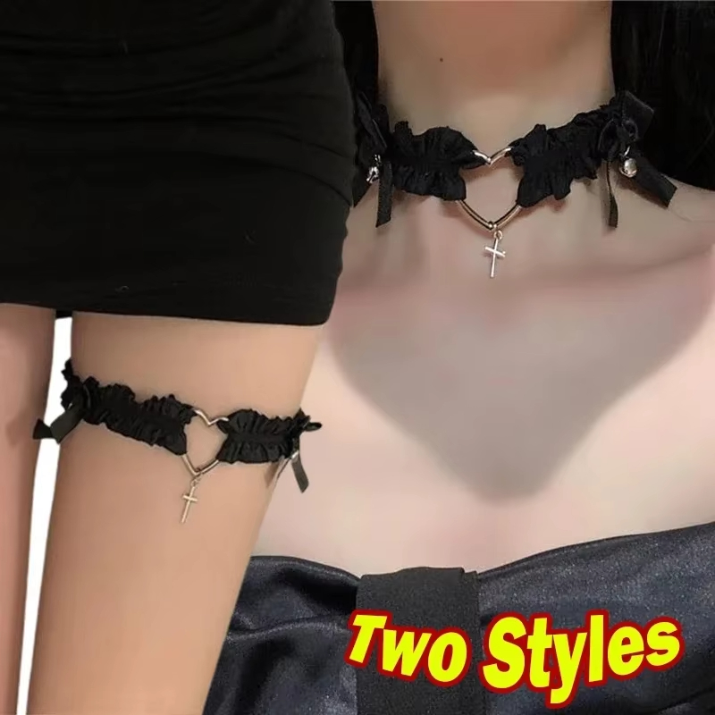 2025 New Women Elastic Pu Leather Garter Belts Heart Leg Neck Ring Punk Girls Adjustable Thigh Stokings Clip Harness Suspender L