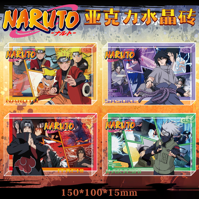 Naruto Anime Merchandise Acrylic Transparent Brick Uzumaki Naruto Sasuke Hatake Kakashi Decorative Three-dimensional Ornaments