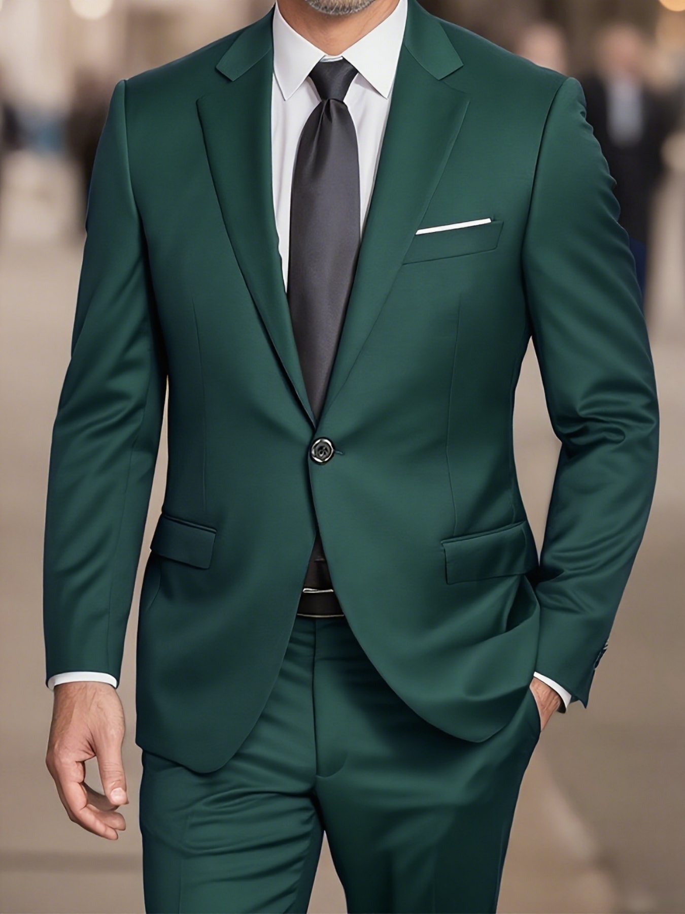 Men's Suit 2pcs Set, Modern Design Jacket And Trousers, Ideal for Wedding, Party, Banquet And Gathering